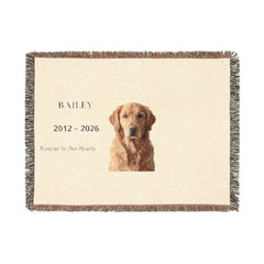 Custom Pet Memorial Woven Blanket – Personalized Photo, Name & Dates