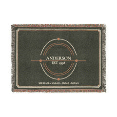 Personalized Family Legacy Woven Blanket – Surname, Year & Names