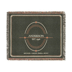 Personalized Family Legacy Woven Blanket – Surname, Year & Names