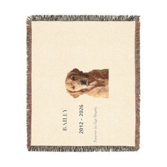 Custom Pet Memorial Woven Blanket – Personalized Photo, Name & Dates