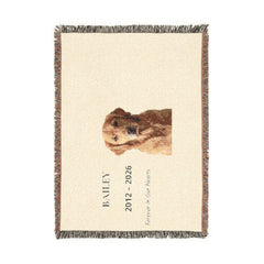 Custom Pet Memorial Woven Blanket – Personalized Photo, Name & Dates