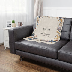 Personalized Baby Minky Blanket — Moon & Space | Custom Name & Birth Details