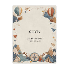 Personalized Baby Minky Blanket — Adventure Map | Custom Name & Birth Details