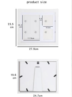 Measurement chart showing dimensions of a rectangular product with text labels.