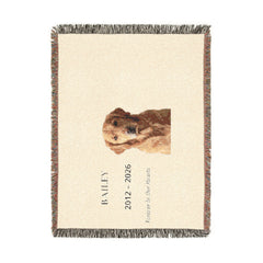 Custom Pet Memorial Woven Blanket – Personalized Photo, Name & Dates
