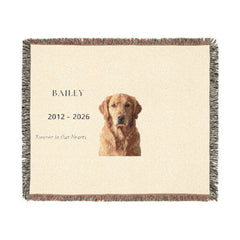 Custom Pet Memorial Woven Blanket – Personalized Photo, Name & Dates