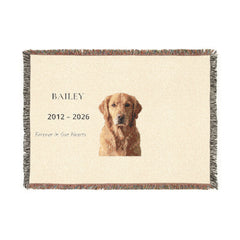 Custom Pet Memorial Woven Blanket – Personalized Photo, Name & Dates