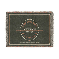 Personalized Family Legacy Woven Blanket – Surname, Year & Names