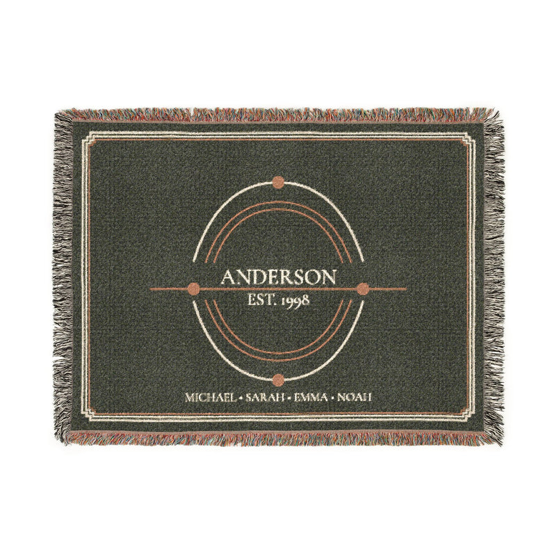 Personalized Family Legacy Woven Blanket – Surname, Year & Names