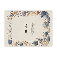 Personalized Baby Minky Blanket — Moon & Space | Custom Name & Birth Details