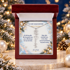 Personalized Birth Flower Name Necklace for Daughter - Snowy Pearl Christmas Gift