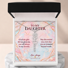 Personalized Birth Flower Name Necklace for Daughter - Opal Pearl Keepsake