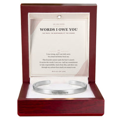 Engraved Cuff Bracelet — Words I Owe You Apology Gift for Wife or Girlfriend
