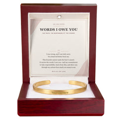 Engraved Cuff Bracelet — Words I Owe You Apology Gift for Wife or Girlfriend