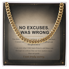 Men's Cuban Link Chain Necklace - I Was Wrong Apology Gift