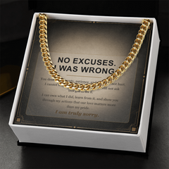 Men's Cuban Link Chain Necklace - I Was Wrong Apology Gift