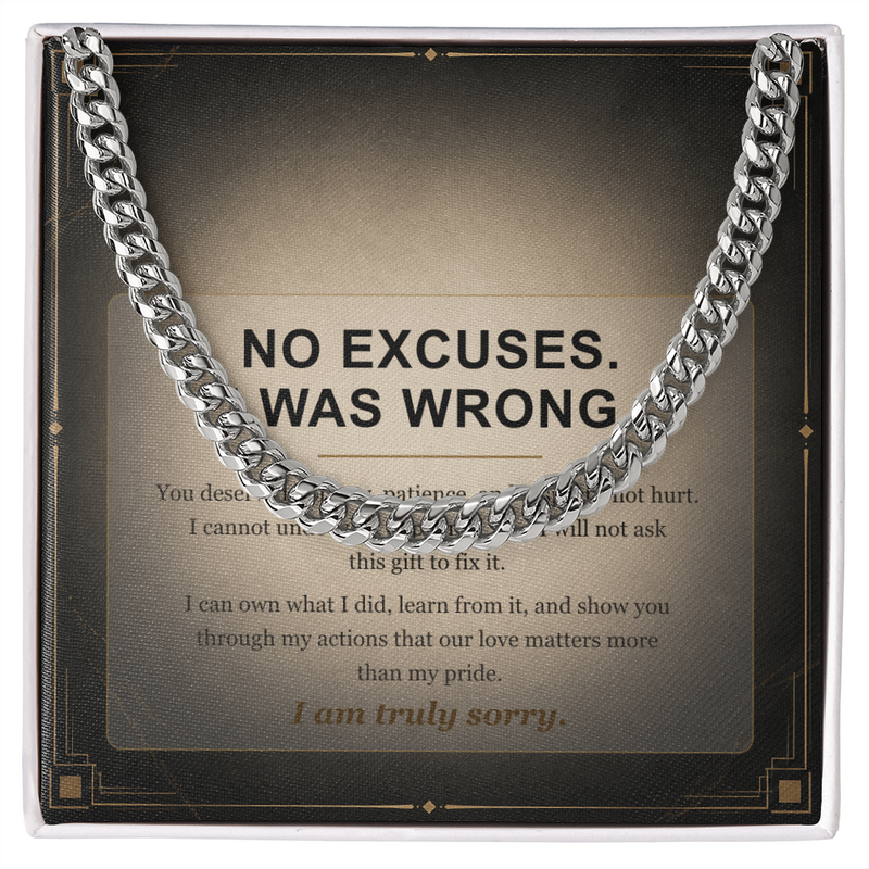 Men's Cuban Link Chain Necklace - I Was Wrong Apology Gift
