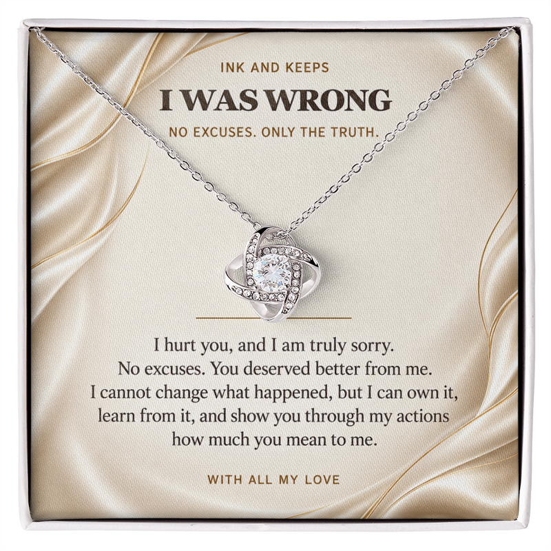 Love Knot Necklace — I Was Wrong Champagne Silk Apology Gift