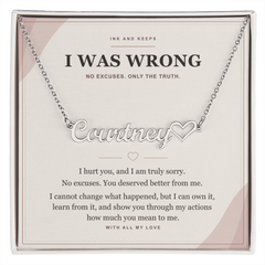 Personalized Heart Name Necklace — I Was Wrong Apology Gift for Wife or Girlfriend