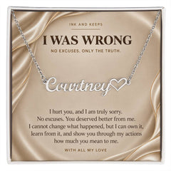 Personalized Heart Name Necklace — I Was Wrong Oyster Silk Apology Gift
