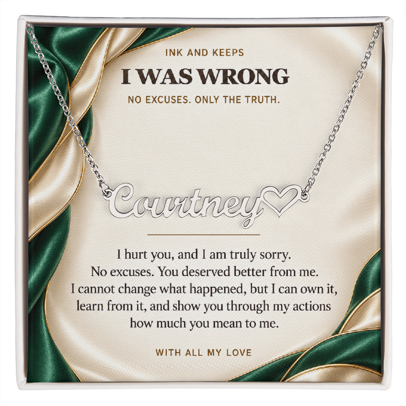 Personalized Heart Name Necklace — I Was Wrong Emerald Atelier Apology Gift
