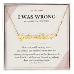 Personalized Heart Name Necklace — I Was Wrong Apology Gift for Wife or Girlfriend