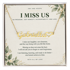 Personalized Heart Name Necklace — I Miss Us Botanical Apology Gift