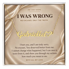 Personalized Heart Name Necklace — I Was Wrong Oyster Silk Apology Gift