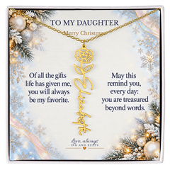 Personalized Birth Flower Name Necklace for Daughter - Snowy Pearl Christmas Gift