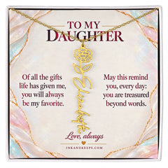 Personalized Birth Flower Name Necklace for Daughter - Opal Pearl Keepsake
