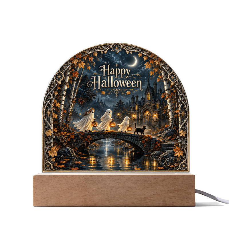Happy Halloween Ghost LED Acrylic Plaque - The Lantern Parade