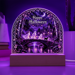 Happy Halloween Ghost LED Acrylic Plaque - The Lantern Parade