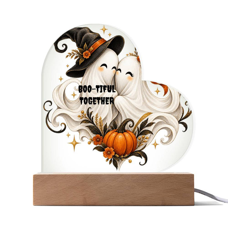 Halloween Boo-tiful Together Heart Plaque Gift for Couples