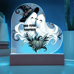Halloween Boo-tiful Together Heart Plaque Gift for Couples