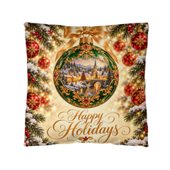 Emerald Christmas Village – Happy Holidays Classic Pillow