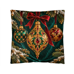 Emerald & Ruby Heirloom Ornaments – Christmas Classic Pillow