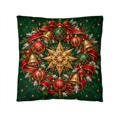 Jeweled Christmas Star & Emerald Wreath – Classic Pillow