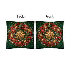 Jeweled Christmas Star & Emerald Wreath – Classic Pillow