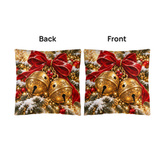 Golden Sleigh Bells & Crimson Bow – Christmas Classic Pillow