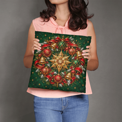 Jeweled Christmas Star & Emerald Wreath – Classic Pillow