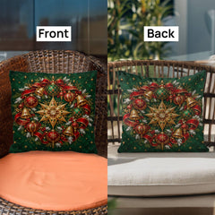 Jeweled Christmas Star & Emerald Wreath – Classic Pillow