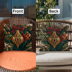 Emerald & Ruby Heirloom Ornaments – Christmas Classic Pillow