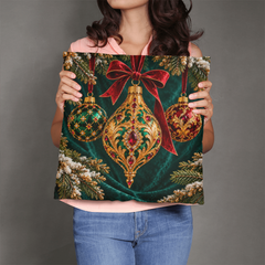 Emerald & Ruby Heirloom Ornaments – Christmas Classic Pillow