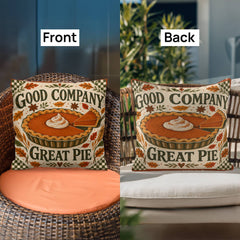 Good Company, Great Pie Thanksgiving Pillow with Insert - 18 x 18