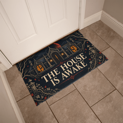 Gothic Haunted House Doormat - The House Is Awake, 34 x 21