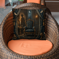 Gothic Haunted Chair Throw Pillow with Insert - The Empty Chair, 18 x 18