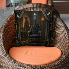 Gothic Haunted Chair Throw Pillow with Insert - The Empty Chair, 18 x 18