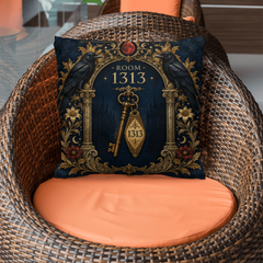 Gothic Raven Throw Pillow with Insert - Room 1313, 18 x 18