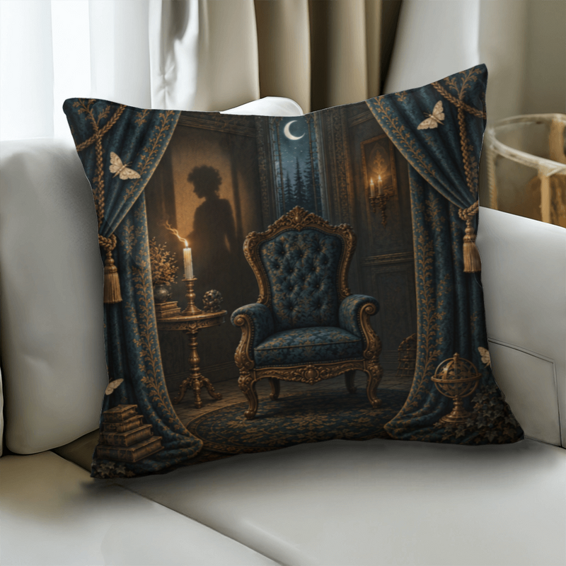 Gothic Haunted Chair Throw Pillow with Insert - The Empty Chair, 18 x 18