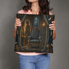 Gothic Haunted Chair Throw Pillow with Insert - The Empty Chair, 18 x 18